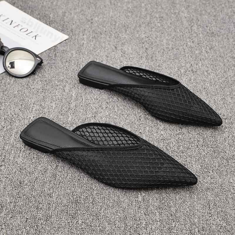 Женские балетки с острым носом, шлепанцы, новая сетчатая модная дышащая обувь-мюли 2026, повседневные сандалии с ремешком на пятке, летние шлепанцы, женские вьетнамки