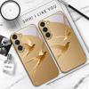 golden flying bird For Samsung Galaxy S26 S20 FE S21 S22 S23 Plus S24 Ultra S25Ultra S21+  S22Plus Golden glass phone case