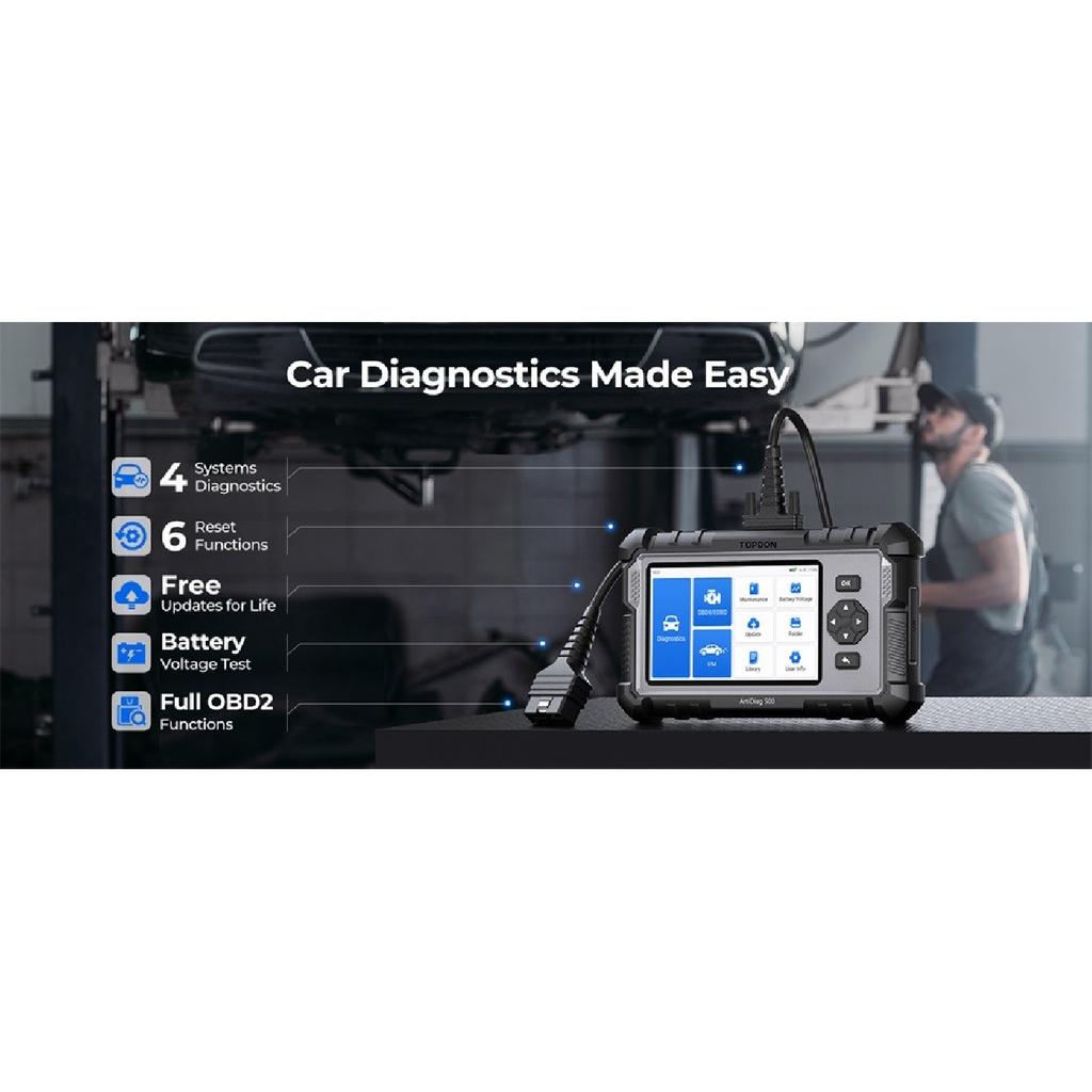 TOPDON ArtiDiag500 Диагностический 4 Системы 6 Функций Сброса OBD2 Сканер SAS/TPMS/BMS/EPB Сброс Диагностический инструмент для автомобиля Бесплатное обновление