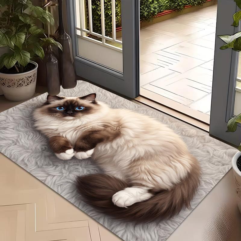 1 шт., 2D Плоский Кот-тряпичная кукла Лежащий Реалистичный Домашний питомец Фланелевый Ковер-зона Нескользящий Милый Ковер с животными Для Спальни Гостиной Пола