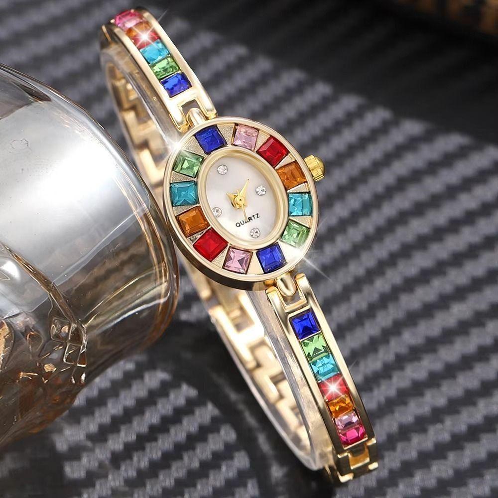 Bracelet Type Quartz Wristwatches Colorful Round Quartz Watch Women's Wrist Watch  Female
