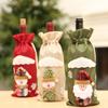 Новый рождественский набор бутылок шампанского и красного вина, льняная сумка для бутылок красного вина, украшение стола, кухонные принадлежности