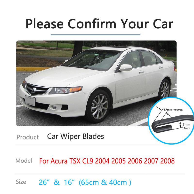 Для Acura TSX CL9 Honda Accord 2004 2005 2006 2007 2008 передние бескаркасные щетки стеклоочистителя силиконовые шайбы автомобильные аксессуары UJ