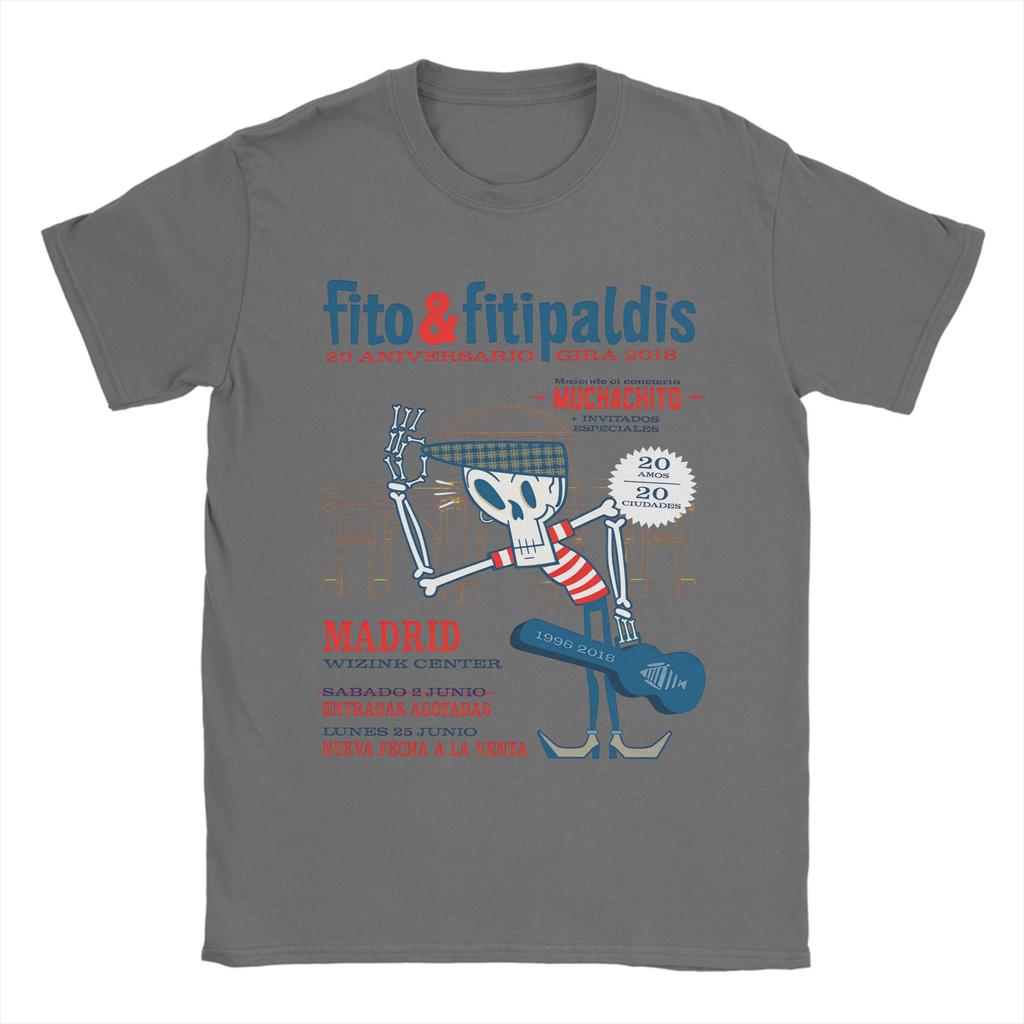 Mens Fito Fitipaldis Spanish Rock Band T Shirt Pure Cotton Tops Vintage Short Sleeve Crew Neck Tees Original TShirts