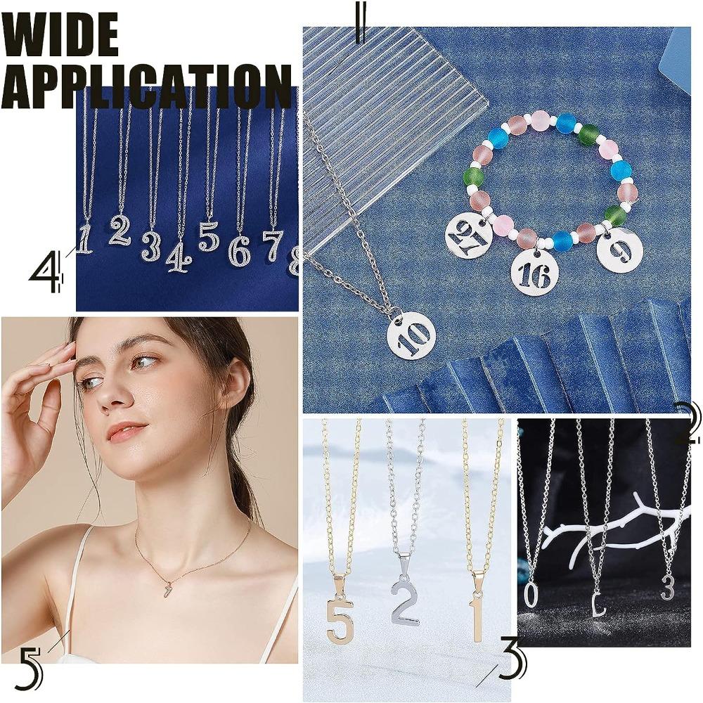 100pcs Sliver Number 0~9 Charms Alloy Number Pendants Brooch   Women