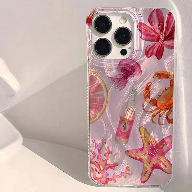 Красочный чехол Звезда Коралл Медуза для Xiaomi POCO F7 X6 X3 X5 Pro F5 M6 Pro M3 F3 Mi 15 11 Lite 5G NE Чехол с текстурой пера