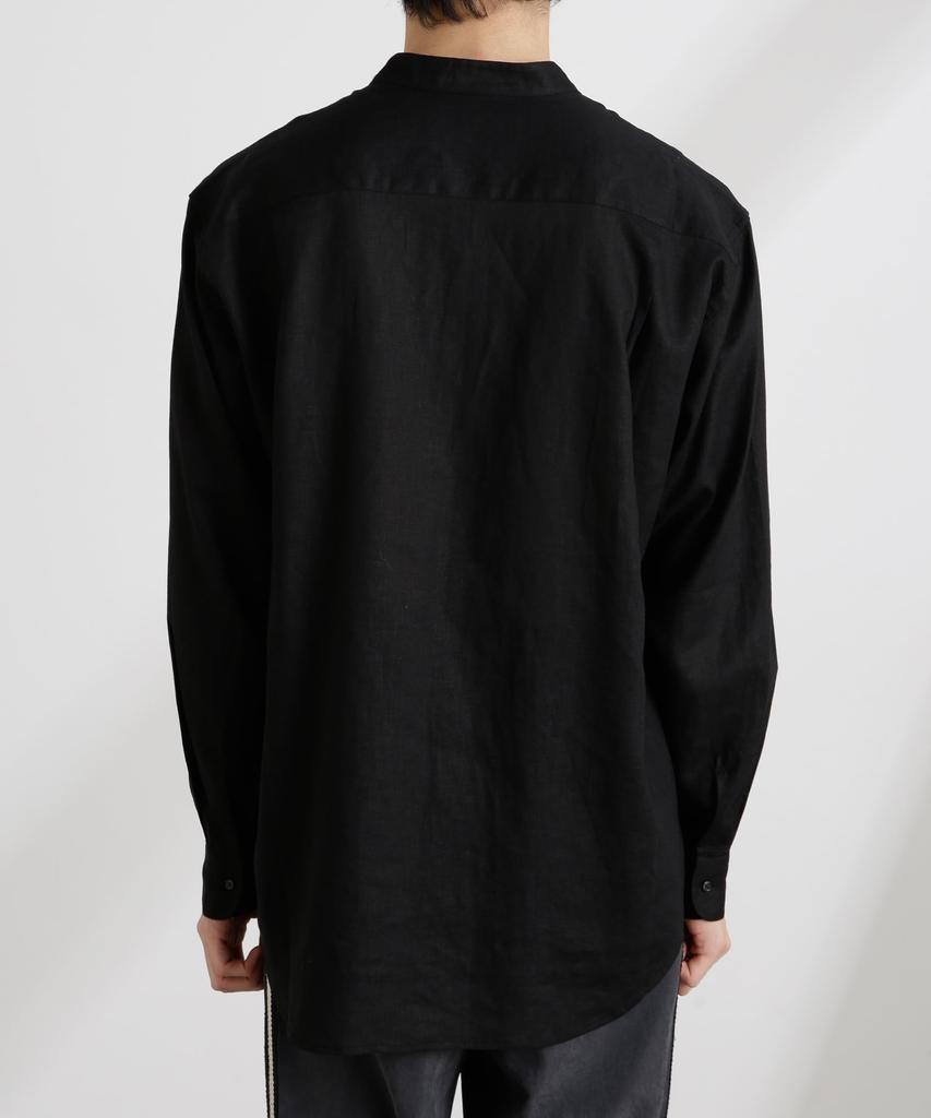 Nano Universe Anti-Smell Linen Band Collar Long Sleeve Shirt, Men's, Size S (115cm), Sax (Product Code: 672-5120208)