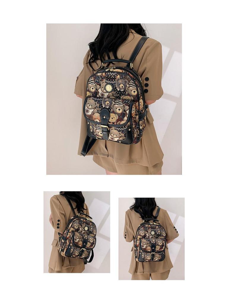 Hello Kitty Women's Cute Bear Backpack - 2025 Street Fashion Cartoon Style