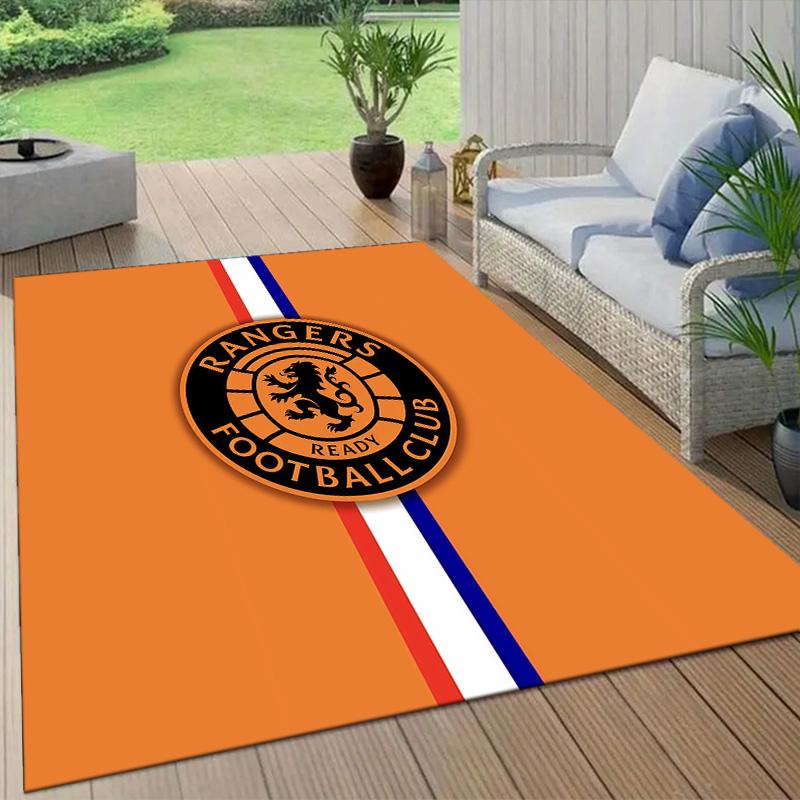Rangers FC Flannel Pattern Square Carpet,Area Rug,Carpet Rug for Living Room Bedroom Sofa Playroom Decor,Non-slip Floor Mat