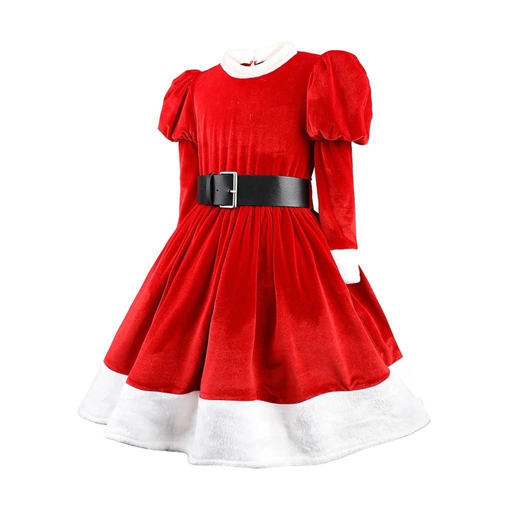 Christmas Red Dress Skirt Suit Party Party Costume Play Clothes Girls Puffy Dress