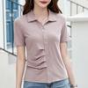 Женская летняя новая футболка с короткими рукавами и лацканами, тонкая повседневная рубашка-поло с короткими рукавами