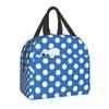Black and White Polka Dots Lunch for Women | Portable Insulated Thermal Cooler Lunch Box Work School Travel Picnic Bags, Oxford