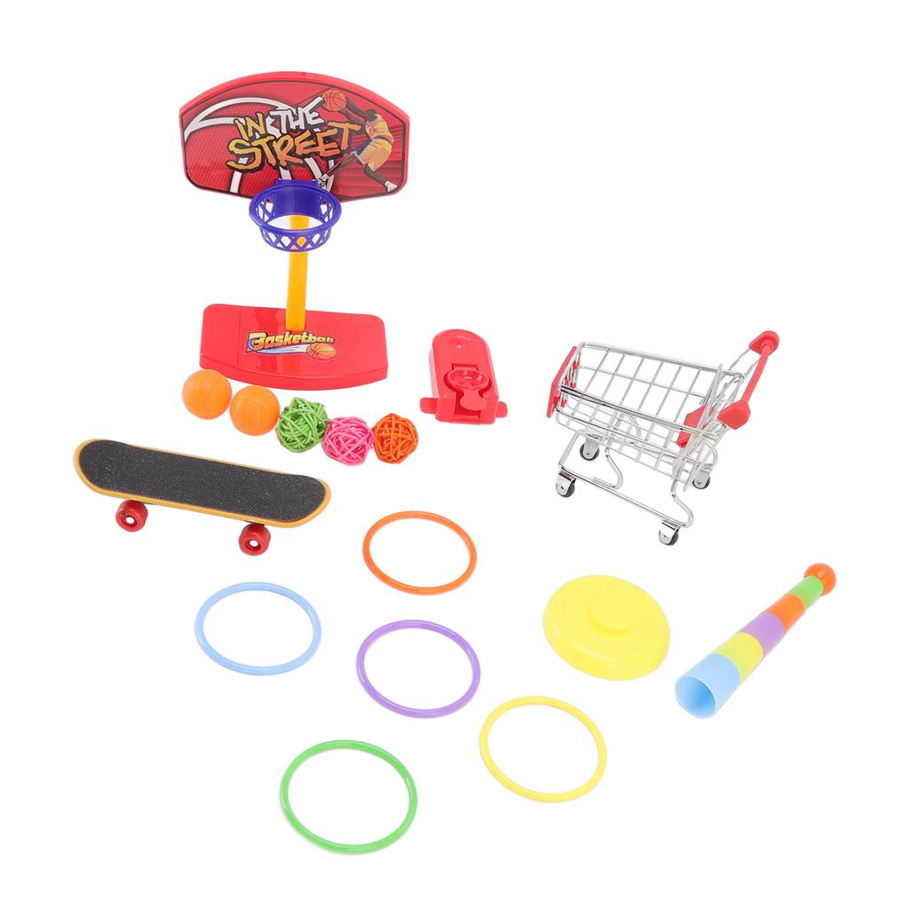 4pcs Bird Training Toys Interactive Fun Basketball Skateboard Trolley Parrot Toys for Budgie