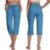Women's Casual Solid Color Pocket Straight Leg Sports Capris Loose Cropped Pants