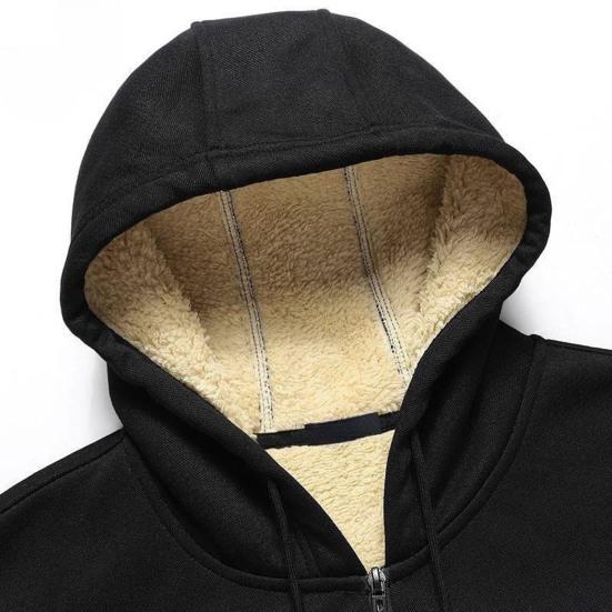 2 шт./компл., мужской пальто, брюки, костюм с капюшоном, толстый, мягкий, плюшевый, с эластичной резинкой на талии, с длинными рукавами, однотонные карманы, застежка-молния, теплый осенне-зимний спортивный костюм