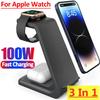 100W 3 In 1 Wireless Charger Stand Fast Charging Dock Station For iPhone 15 14 13 12 11 XR Watch 6 7 8 iWatch Airpods Pro