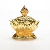 Tibet Collect Bronze Auspicious Lotus Shape Statue Box Incense Burner Censer