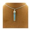 Stones and Minerals. Raw Neon Blue Apatite Necklace. Tube Model. Color Silver.