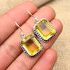 Citrine Gemstone Handmade 925 Sterling Silver Jewelry Lovely Earrings Gift For Her