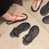 2025 Summer Leisure Seaside Beach Flat Roman Shoes Women's Shoes Outer Wear Design Sense Velcro Flip-flops Sandals