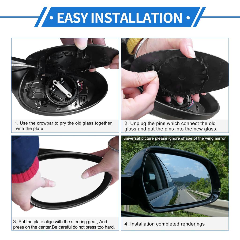 Motoforti Door Wing Left Driver Side Unheated Mirror Glass Replacement for Toyota PREVIA Estima 2000-2006