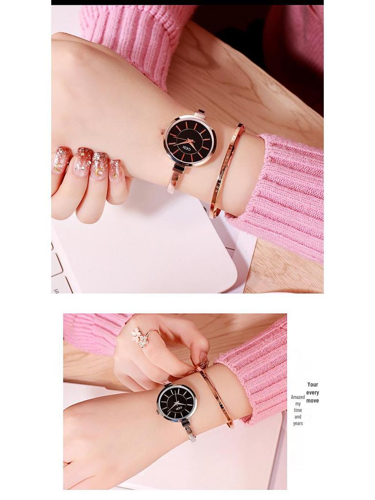 Женские светящиеся водонепроницаемые часы-браслет Gedi - Большой циферблат, простой и изысканный дизайн