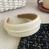 New Fashion Headband For Women Wide Side PU Leather Headwear Solid Color Casaul Hairband For Adult Hair Accessories