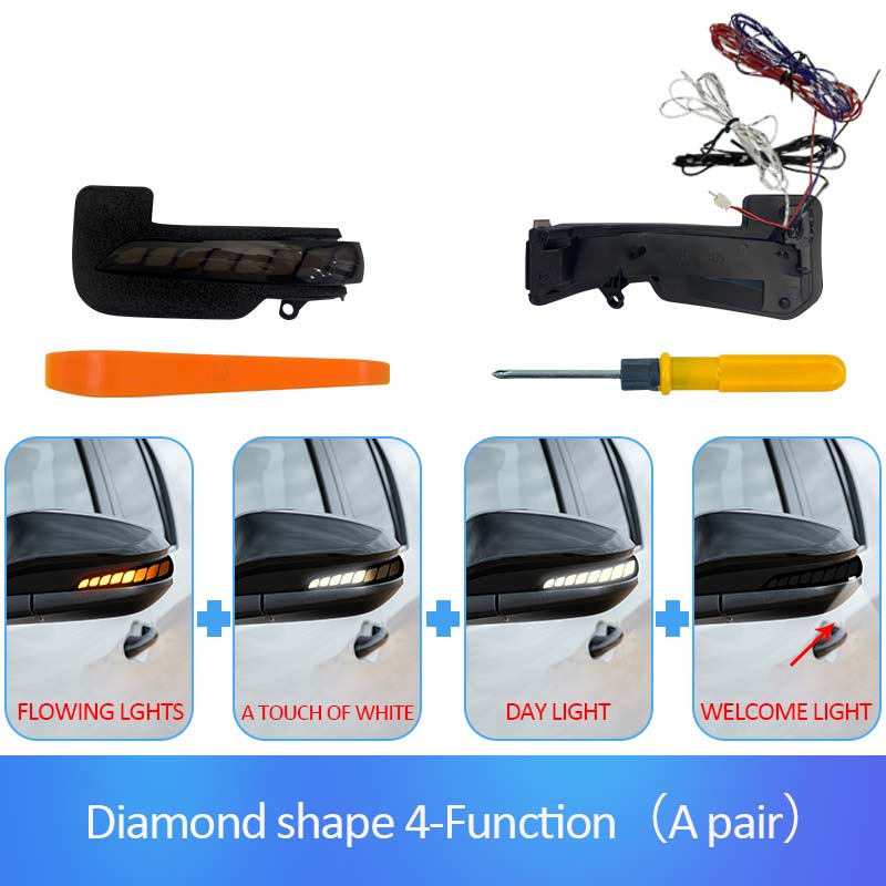 Dynamic Amber LED Turn Signal for Toyota Hilux AN120 AN130 2016-2021 Diamond Side Mirror Indicator Light Yellow Blue White Light