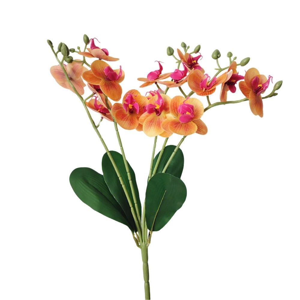 5 Heads Simulation Orchid Flowers Realistic Faux Phalaenopsis Fake Flower  Home Living Room Decor