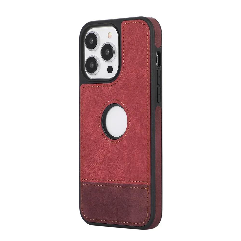 Тонкий чехол из искусственной кожи с прострочкой для iPhone 16 15 14 13 12 11 Pro Max X XS XR 7 8 Plus SE с отверстием для логотипа, мягкая задняя крышка