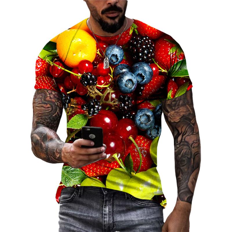 Летние забавные футболки с рисунком овощей и фруктов, мужские модные оригинальные футболки с короткими рукавами с 3D принтом, топы