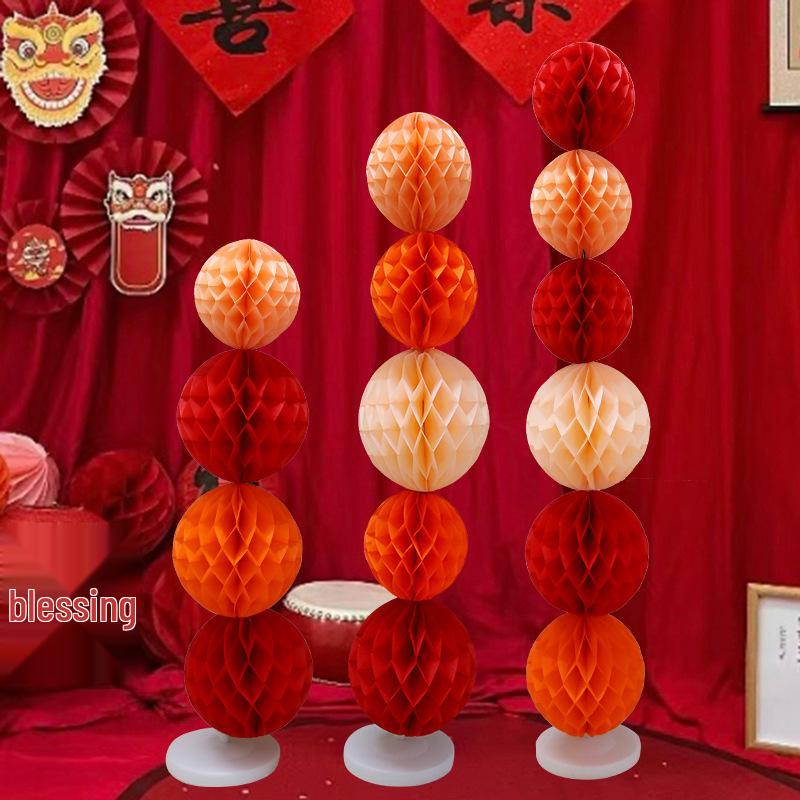 Chinese New Year Lantern Honeycomb Ball Decoration for Birthday and Photo Props