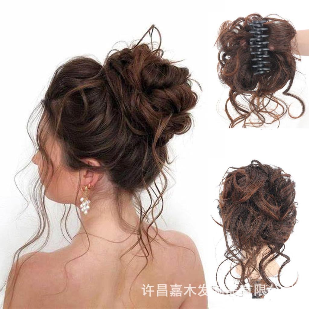 Эластичный пушистый небрежный пучок-повязка на голову