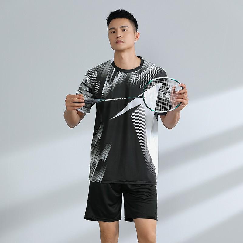 Quick-Dry Badminton Sport Set Men Women Athletic Wear Tennis Volleyball Table Uniform With Number Printing