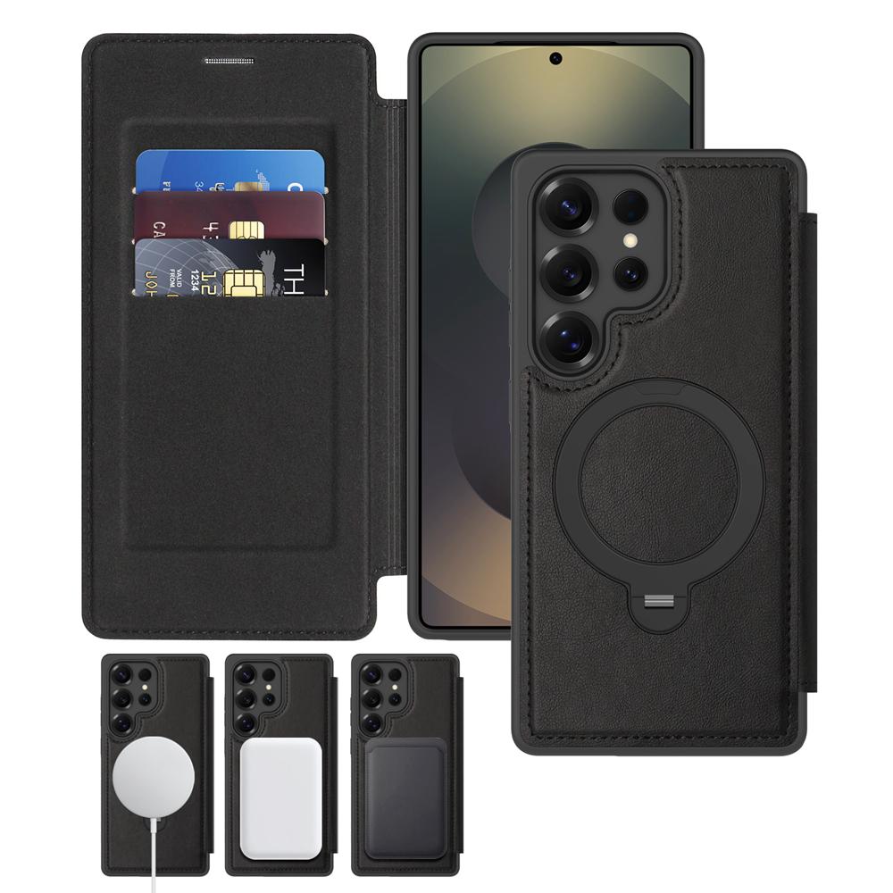 KEYSION Кожаный кошелек-книжка для Samsung Galaxy S25 S26 Ultra 5G S26+ S25 FE Слот для карт Магнитный 360-градусный держатель-кольцо Чехол для телефона