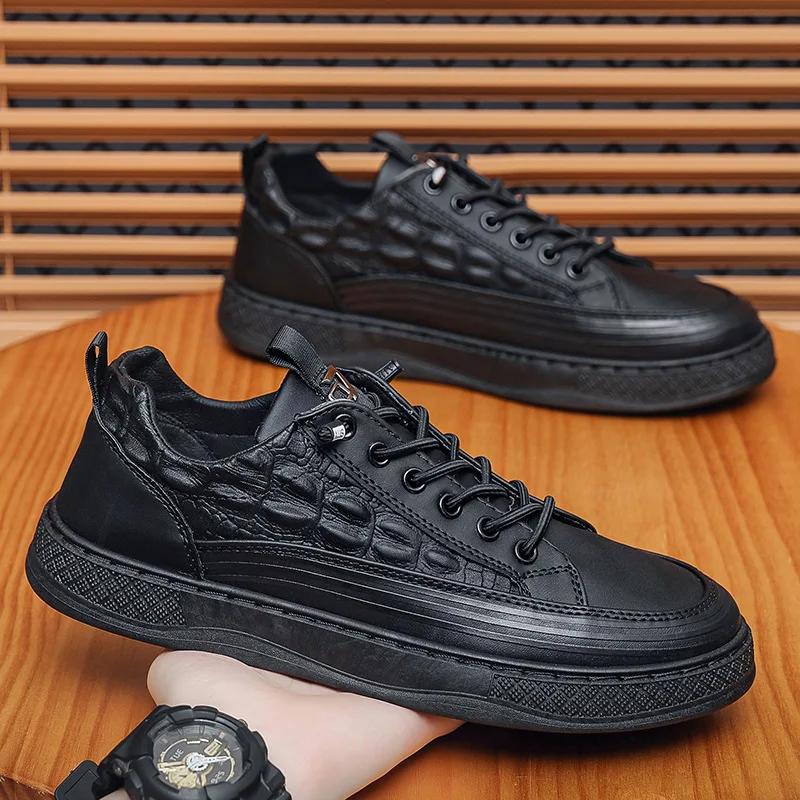 Мужская вулканизированная обувь 2024 года, модная, удобная, мужская, повседневная, спортивная обувь на толстой подошве, новые роскошные мужские теннисные туфли с принтом крокодила