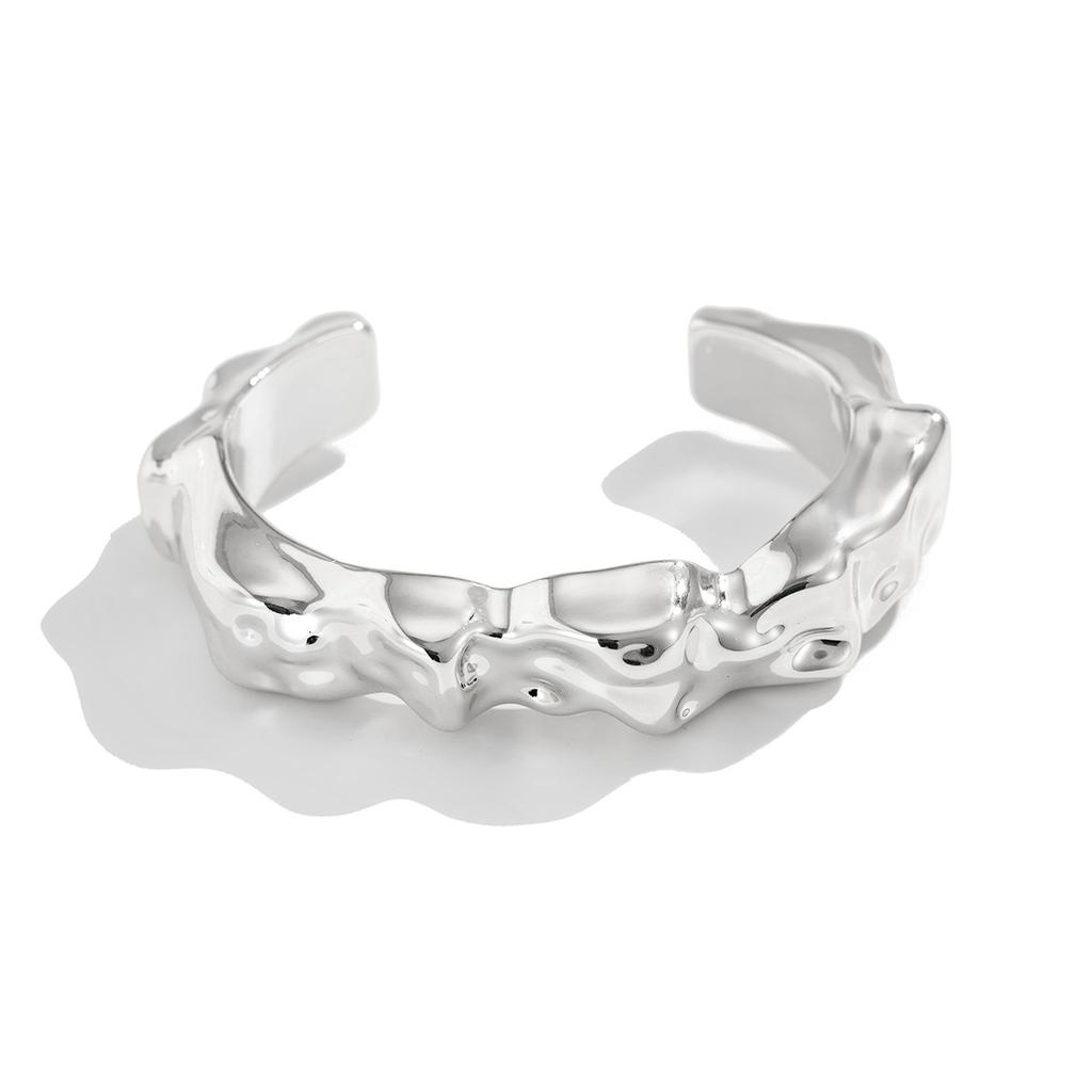 Exaggerated Punk Irregular CCB Metal Chunky Cuff Bangles for Women Hip Hop Gold Color Wide Bracelet Steampunk Men Jewelry