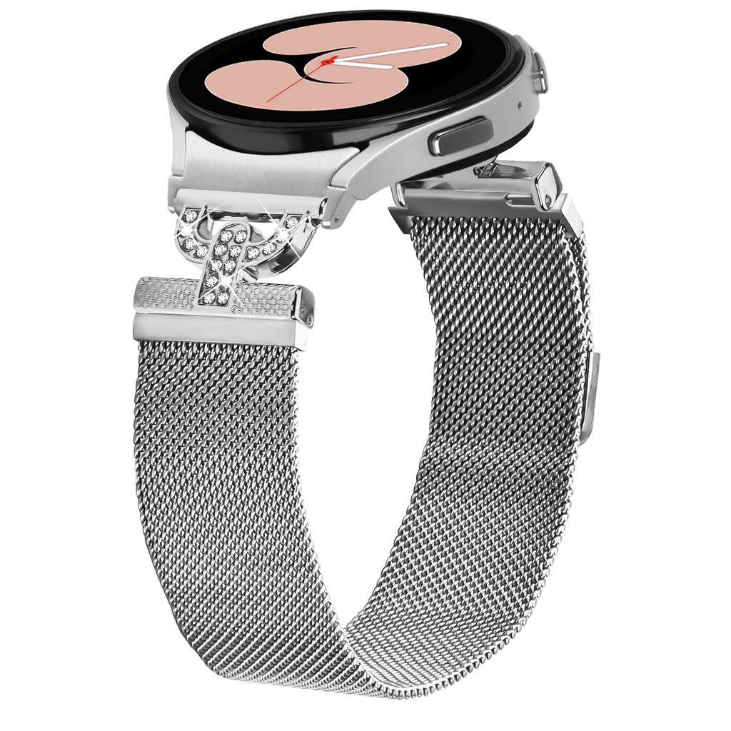 For Samsung Galaxy Watch7 40mm 44mm Watch Band Silver Milanese Stainless Steel Strap with D-Shape Connector