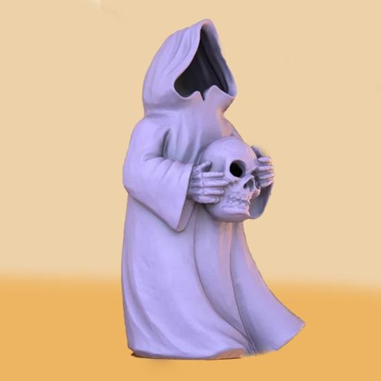 Halloween Decoration 3D Printed Ghosts Figure Faceless Standing Ghost Statue Ornament with LED Tea Lights