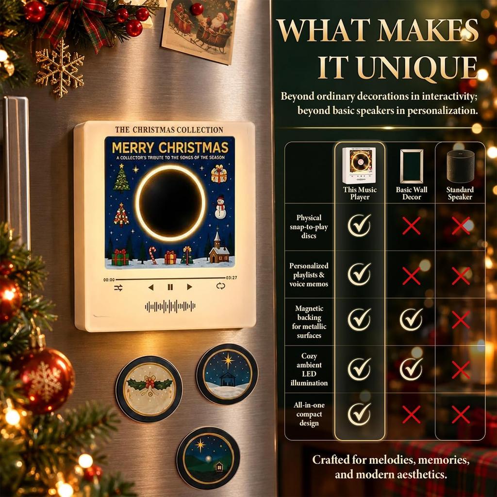 Christmas Vinyl Player Fridge Record NFC Magnetic Music Box Set