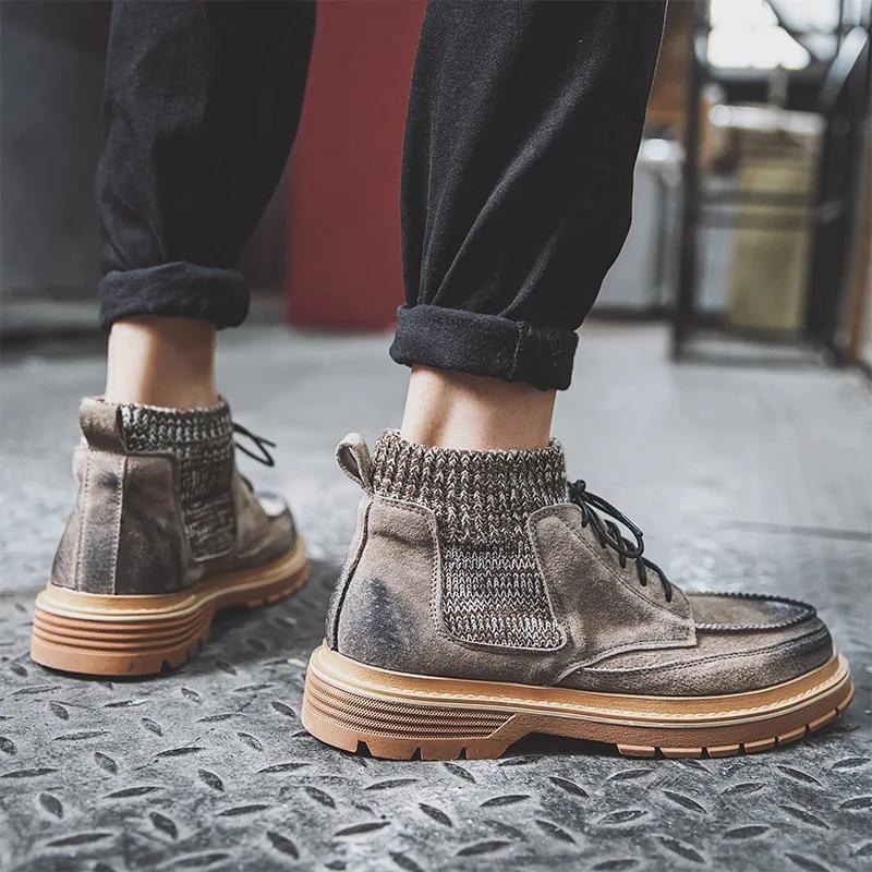 Осенне-зимняя мода Ретро коричневые ковбойские сапоги в западном стиле Женские сапоги Новый образ Стройные, толстые и на устойчивом каблуке Короткие сапоги