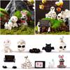 Spider Bat Halloween Miniature Figurine Candle Skull Desktop Knick-knack Festival Supplies