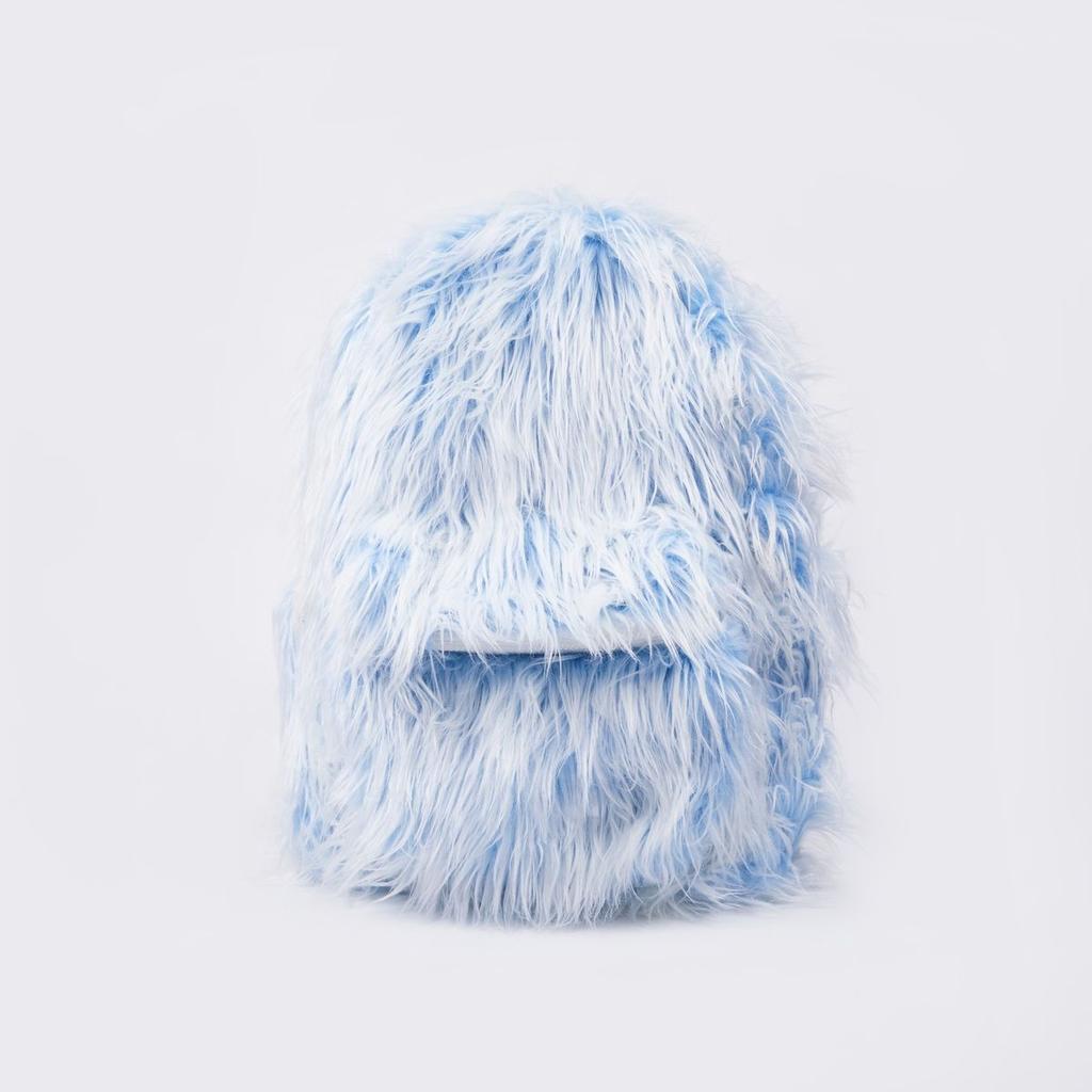 Сумки Двухцветный Контрастный Цвет Ледяной Голубой Пушистый Мужской и Женский Тренд Рюкзак для Отдыха Женский Зимний Школьный Рюкзак