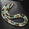 Natural Turquoise Wood Bead Splicing Men's Necklace Versatile Neutral Wind Wood Chips Coconut Shell Stainless Steel Necklace