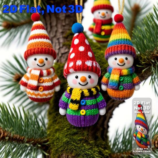 Yousheng Colorful Snowman Hanging Decorations Wooden 2D Flat Snowman Ornaments Christmas Tree Decorations for Festive Holiday Gift Box Wreath Garland