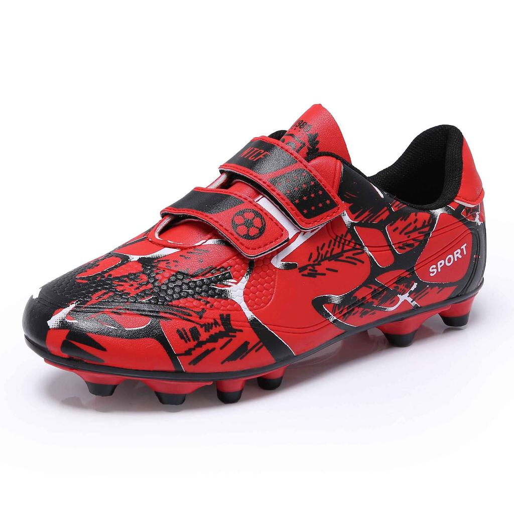 Children's Football Shoes Velcro Sneakers Leather Foot Broken Nails Tf Long Nails AG Boys Girls Youth Training Shoes Primary School Students