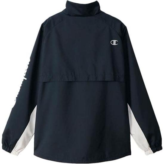 Champion Long Sleeve Windbreaker Size with Logo Men's Jacket, C3-USC15, Navy, L, Warm, Water-Repellent, Windproof, One-Point