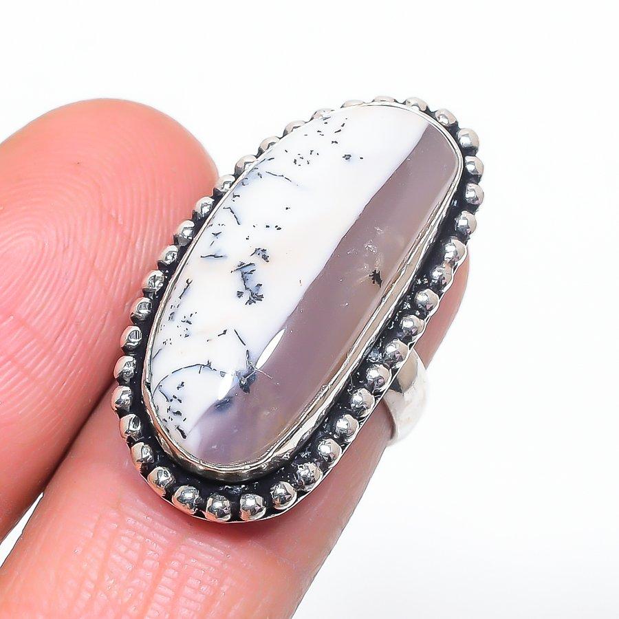 Dendrite Opal Gemstone 925 Sterling Silver Jewelry Ring Size 6