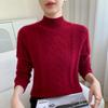 2025 Autumn/Winter Women's Thick Cashmere Half-High Collar Loose Cable Knit Sweater