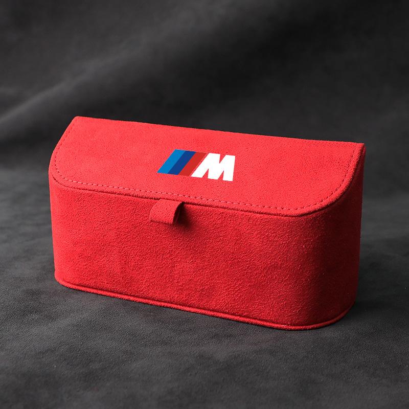 High-Quality Suede Car Sun Visor Glasses Box Car Badge Sunglasses Clips Glasses Box For BMW X1 X3 G01 X4 G02 X5 F15 F16 M3 M4 F3 QQ2